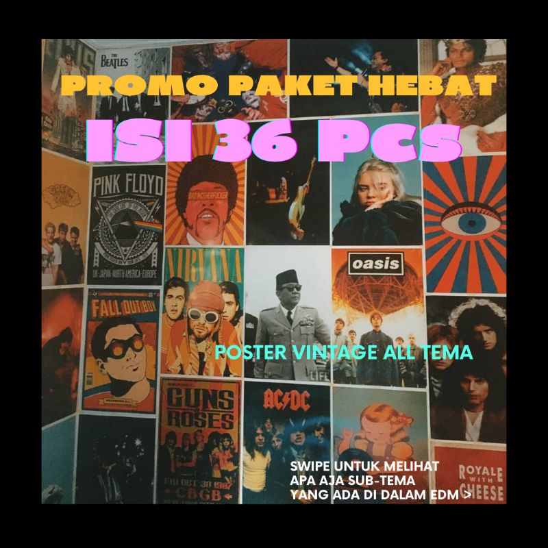 Poster Vintage Aesthetic ISI 36 LEMBAR A5 Poster Aesthetic