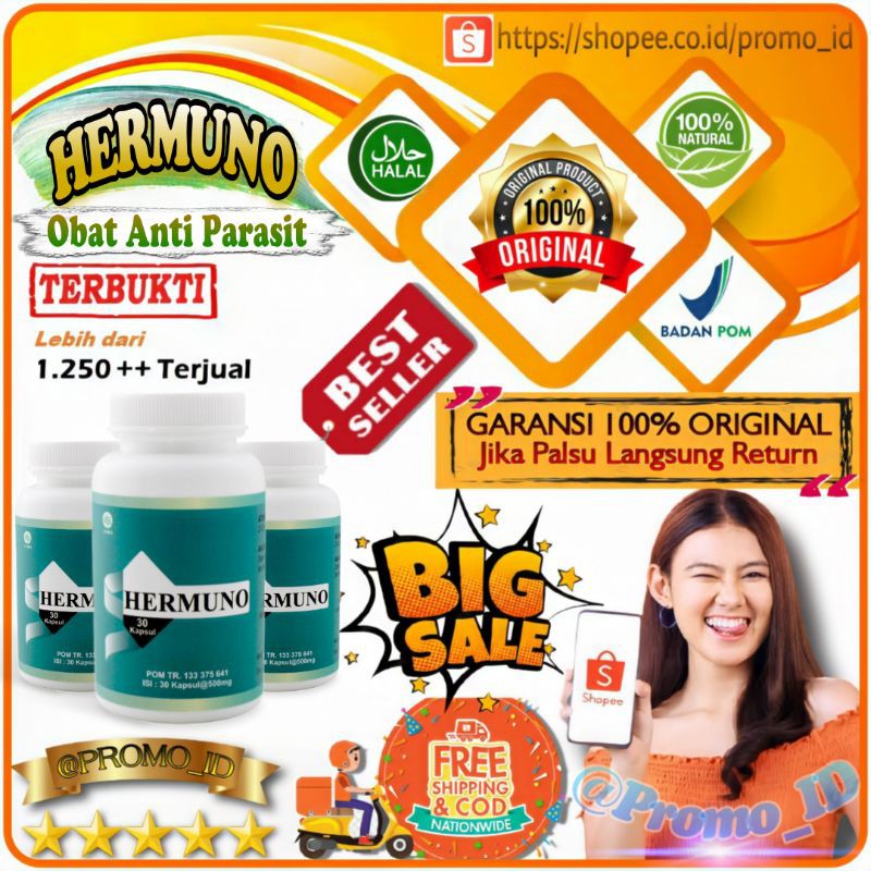 Promo_id Hermuno Intoxic Obat Pembasmi Parasit Anti Toksin (isi 30 kapsul) Asli Original BPOM