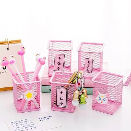 

Tempat Pen Pensil Meja Holder Jaring Besi Warna