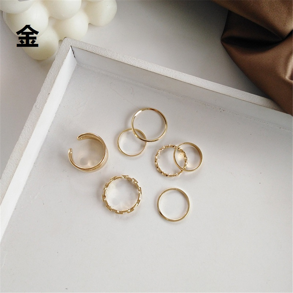 【COD Tangding】7pcs/set Cincin Jari Aneka Bentuk Warna Silver Untuk Wanita