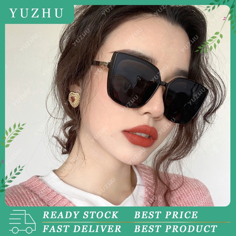 Square Sunglasses Wanita kebesaran gaya ulzzang Desain Cat Eye Eyewear Perlindungan UV