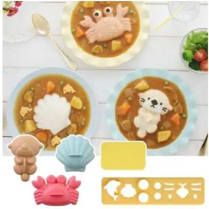 Set Cetakan Nasi Bento Hewan Laut Kepiting Kerang Sea Animal Rice Mold Cetakan Nasi Sayur Cetakan Bento Lucu Bentuk Hewan