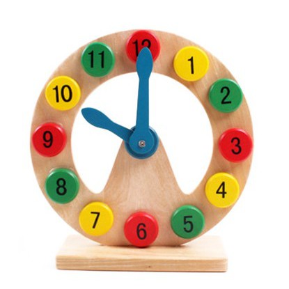 MONTESSORI WOODEN CLOCK natural mainan belajar waktu