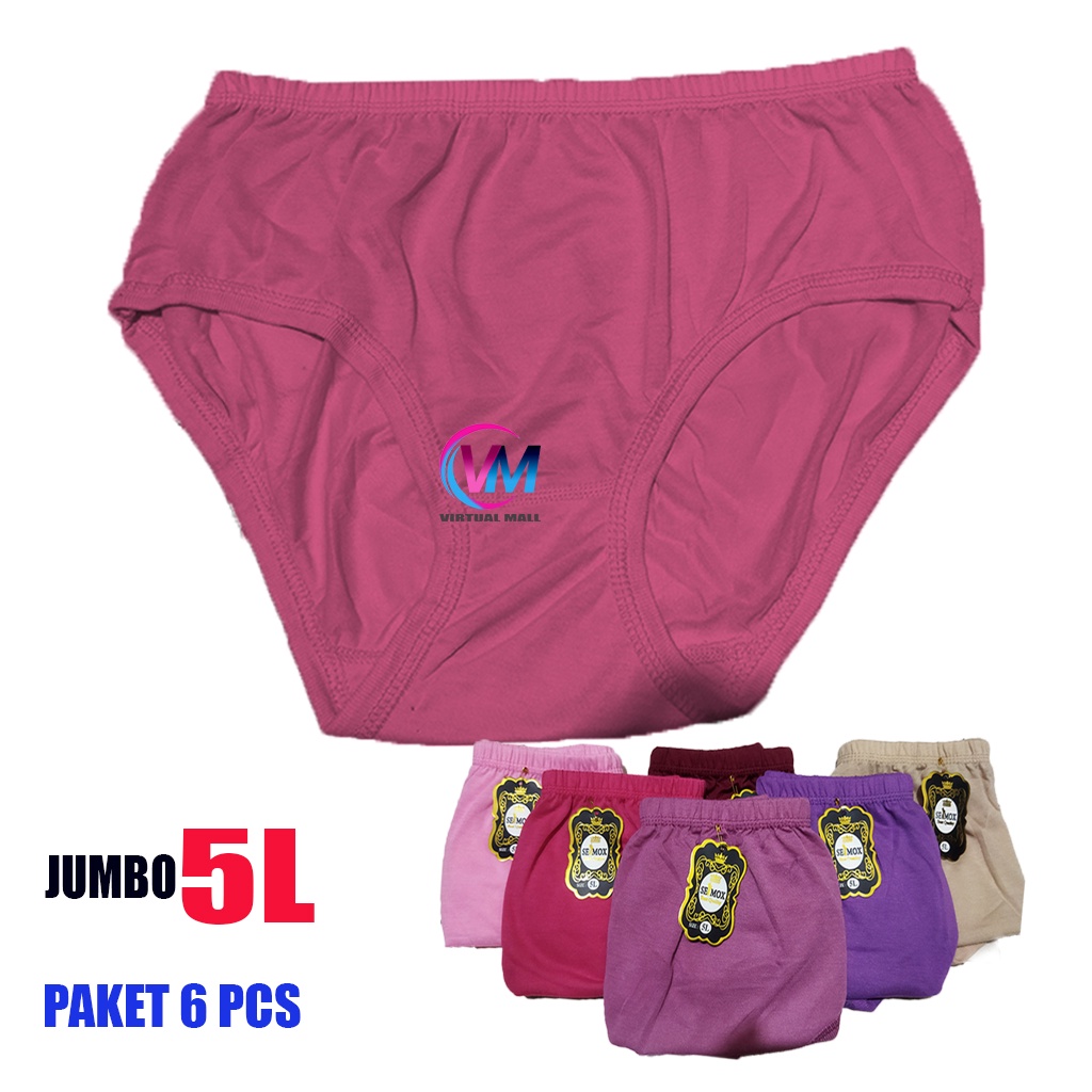 PAKET HEMAT 6 PCS Celana Dalam Jumbo Wanita bb 80 / CD Wanita Termurah / MOTIF POLOS / BAHAN SOFT / 