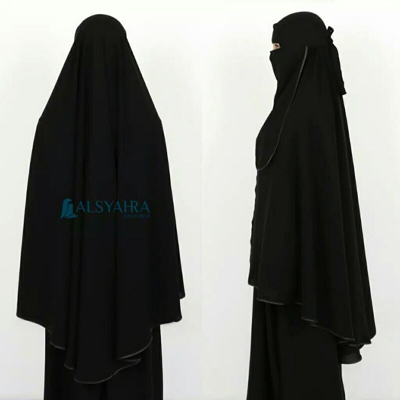 Alsyahra Exclusive Set Khimar Bisban Niqab Bandana Jetblack