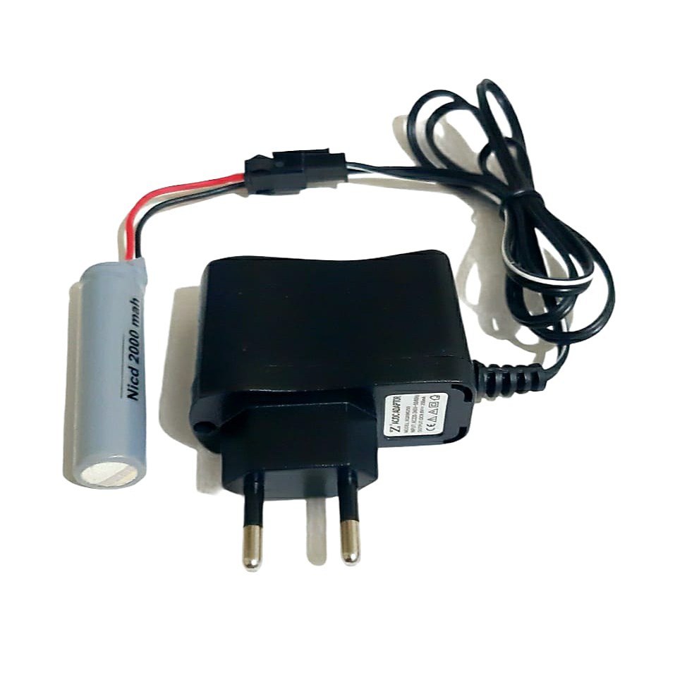 Batterai RC + Adaptor Charger Baterai Type Li-ion14500 Ni-Cd 3.7v - 2000mAh Socket Hitam