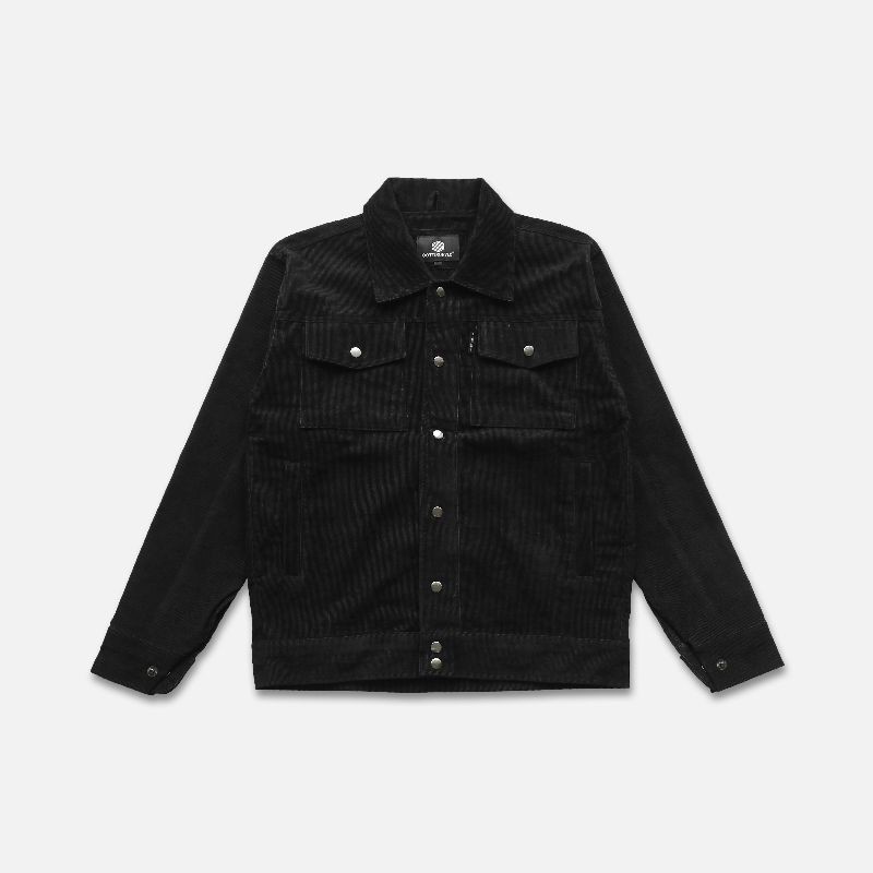 OOTDSUPPLY - Trucker Corduroy Jaket Black Navy l Jaket pria corduroi