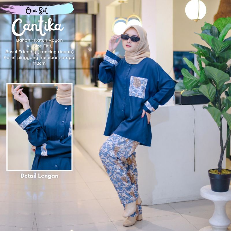 New-One Set/Piyama - One Set Kekinian-Setelan Wanita Motif-Cantika One Set- One Set Katun Rayon