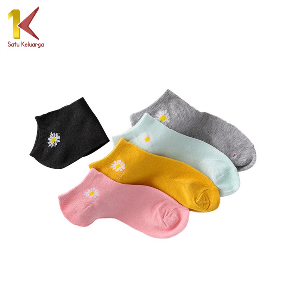 Satu Keluarga Kaos Kaki Semata Kaki Polos P55-P58 Kaos Kaki Pendek Dewasa / Kaos Kaki Ankle Wanita Motif-DAISY
