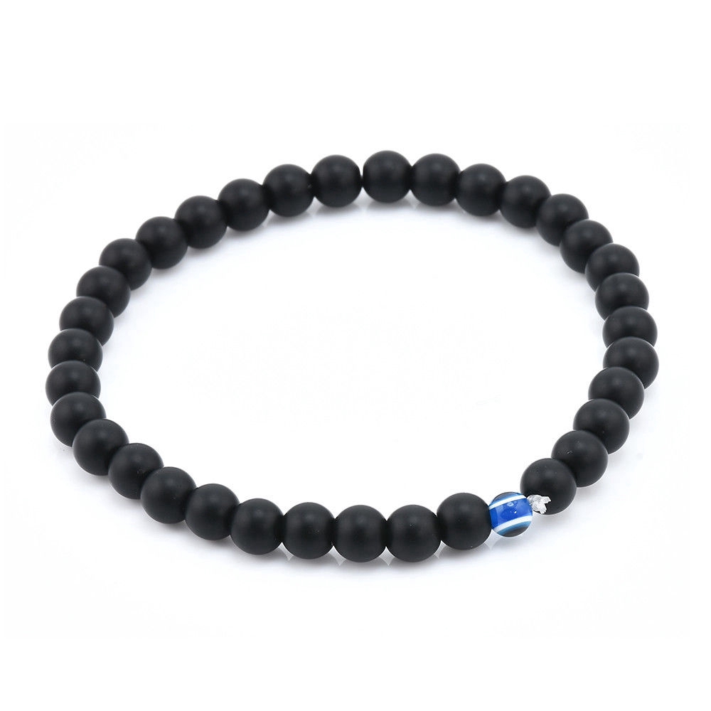Blue Eye Bracelet Couple Obsidian Greek Devil's Eye Beads