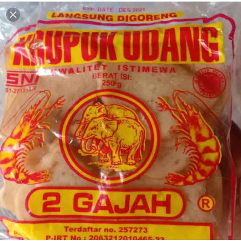 

KRUPUK UDANG ASLI DUA GAJAH-250 GRAM UKURAN 5 CM