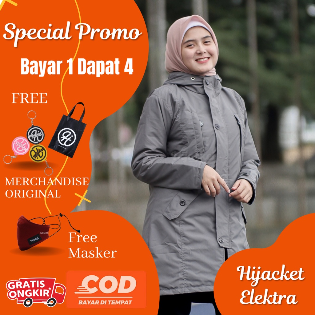Hijacket Ixora Seri Jaket Wanita Muslimah Model Jaket Waterproof dan Windproof