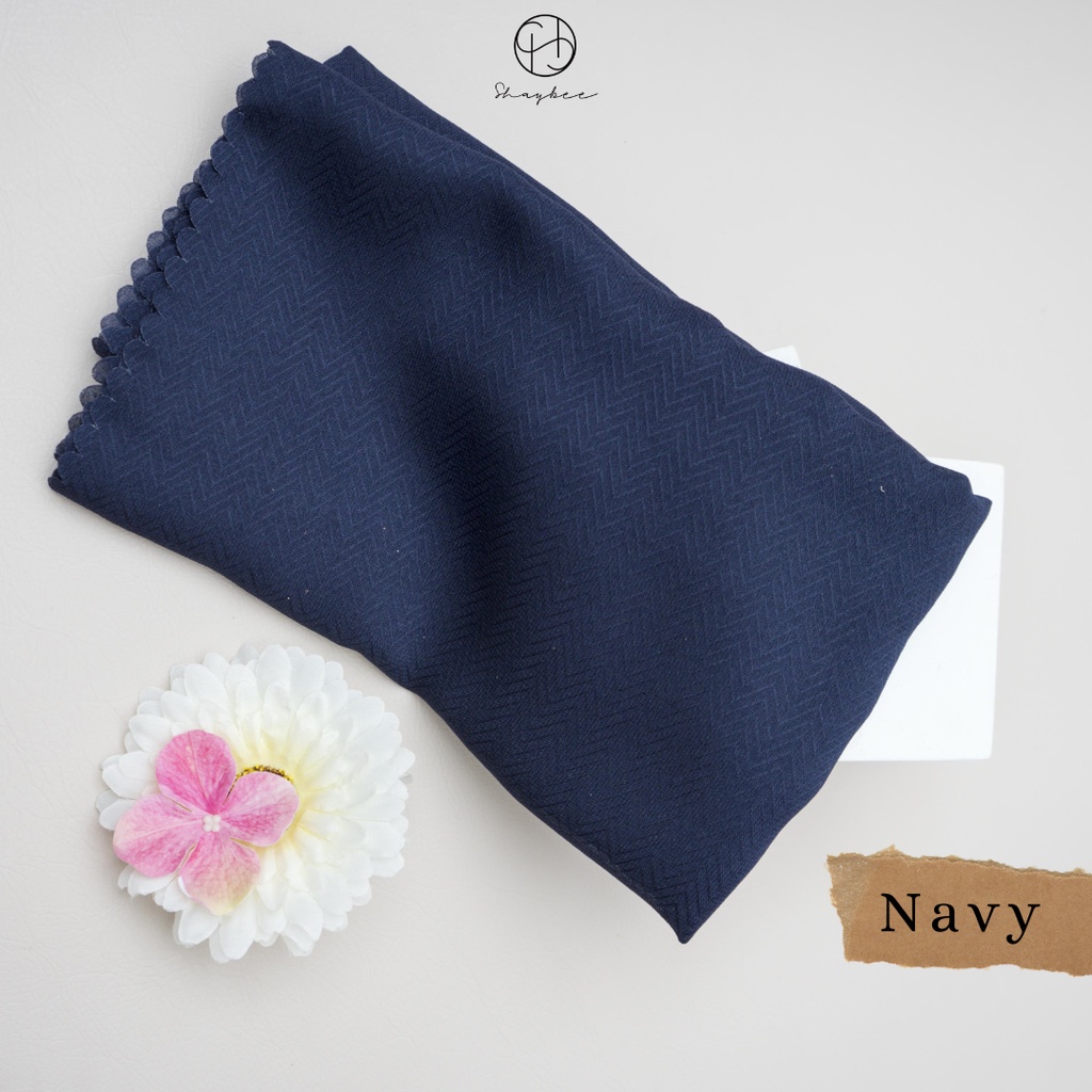 Hijab Potton Venus Segiempat | Bahan Pollycotton Venus | Hijab Daily By Shaybee.id-Navy