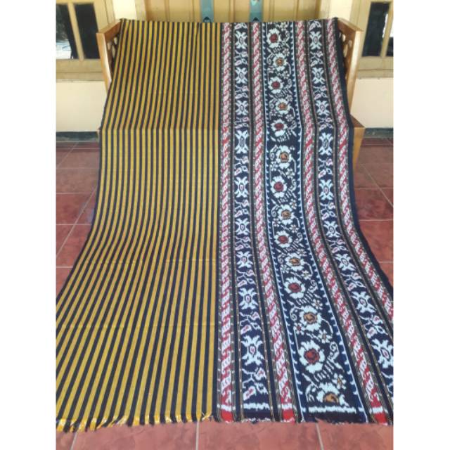 Kain tenun troso blangket premium lurik kuning mustard