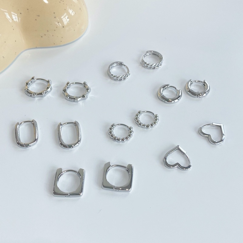 Anting Tusuk Gantung Bahan Sterling Silver 925 Desain Persegi / Bulat Gaya Simple / Retro Untuk Wanita
