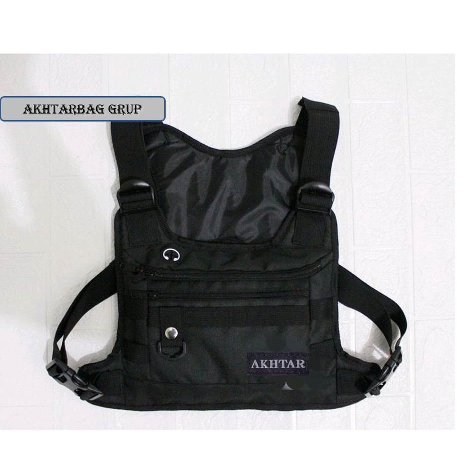 CHEST BAG//TAS DADA SIMPLE BLACK BIKERS/BISA BAYAR DI TEMPAT (COD)-3