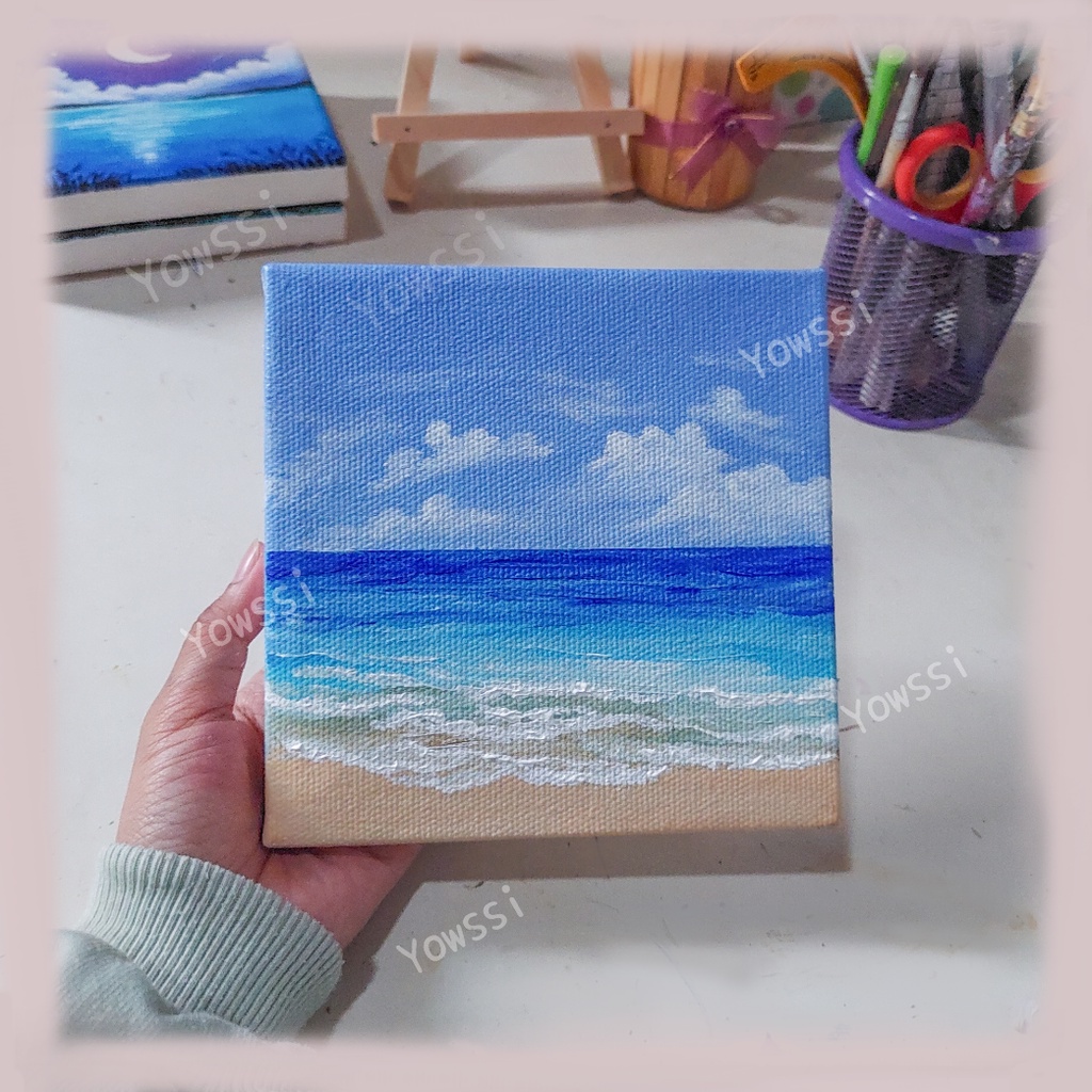 Lukisan Cat Acrilik mini canvas "Foto lukisan Asli"