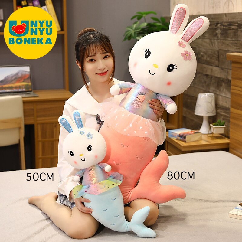 boneka Kelinci mermaid Big Besar 80cm rabbit kawai ikan mermaid ultah anak girl pretty girl elsa bts