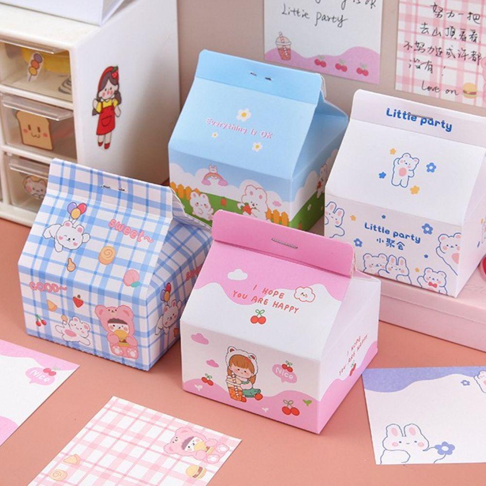 Lanfy Milk Carton Memo Pad Kawaii Bear Kantor Sekolah Rabbit To Do List Pesan Notes