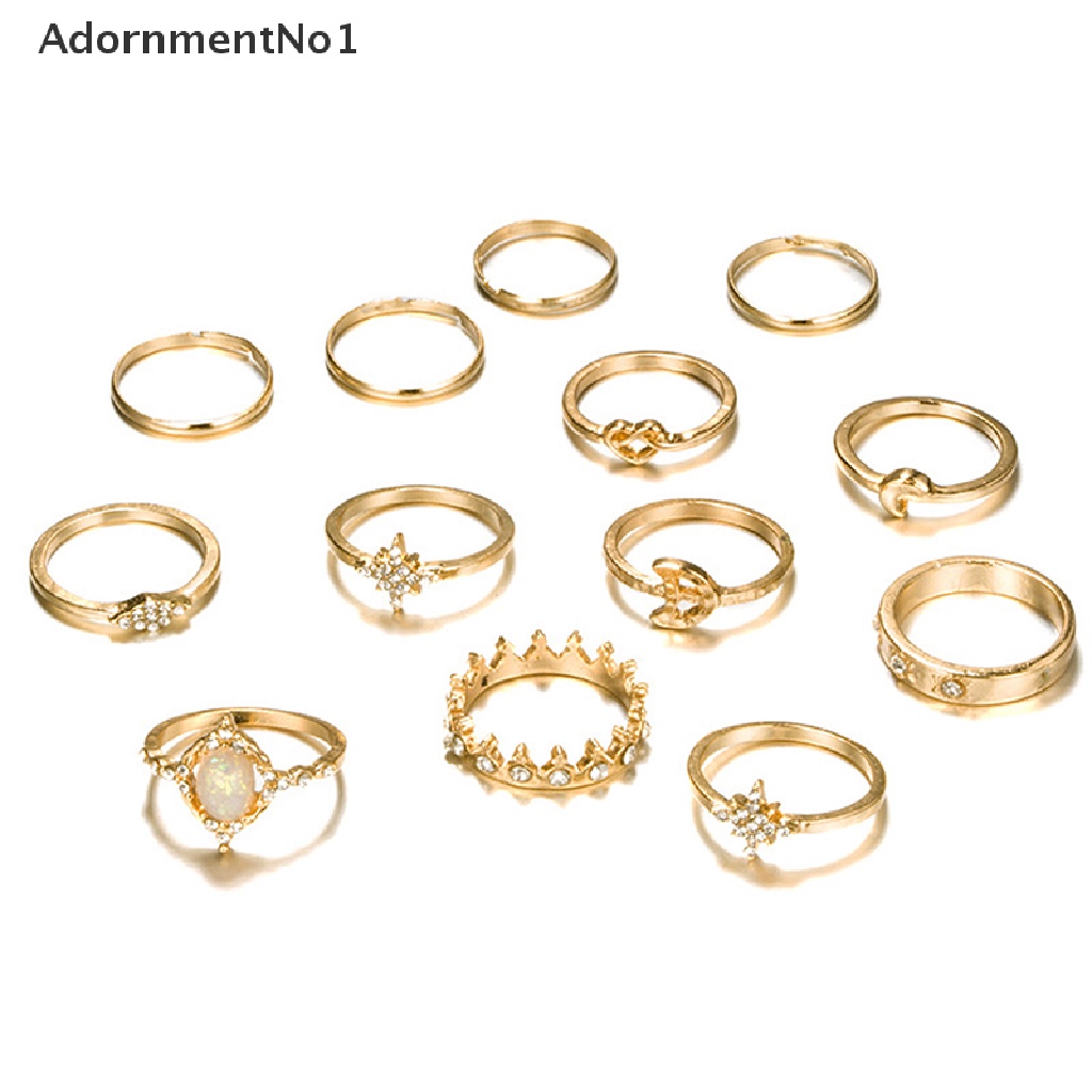 (AdornmentNo1) 13pcs / set Cincin Buku Jari Aneka Bentuk Untuk Wanita