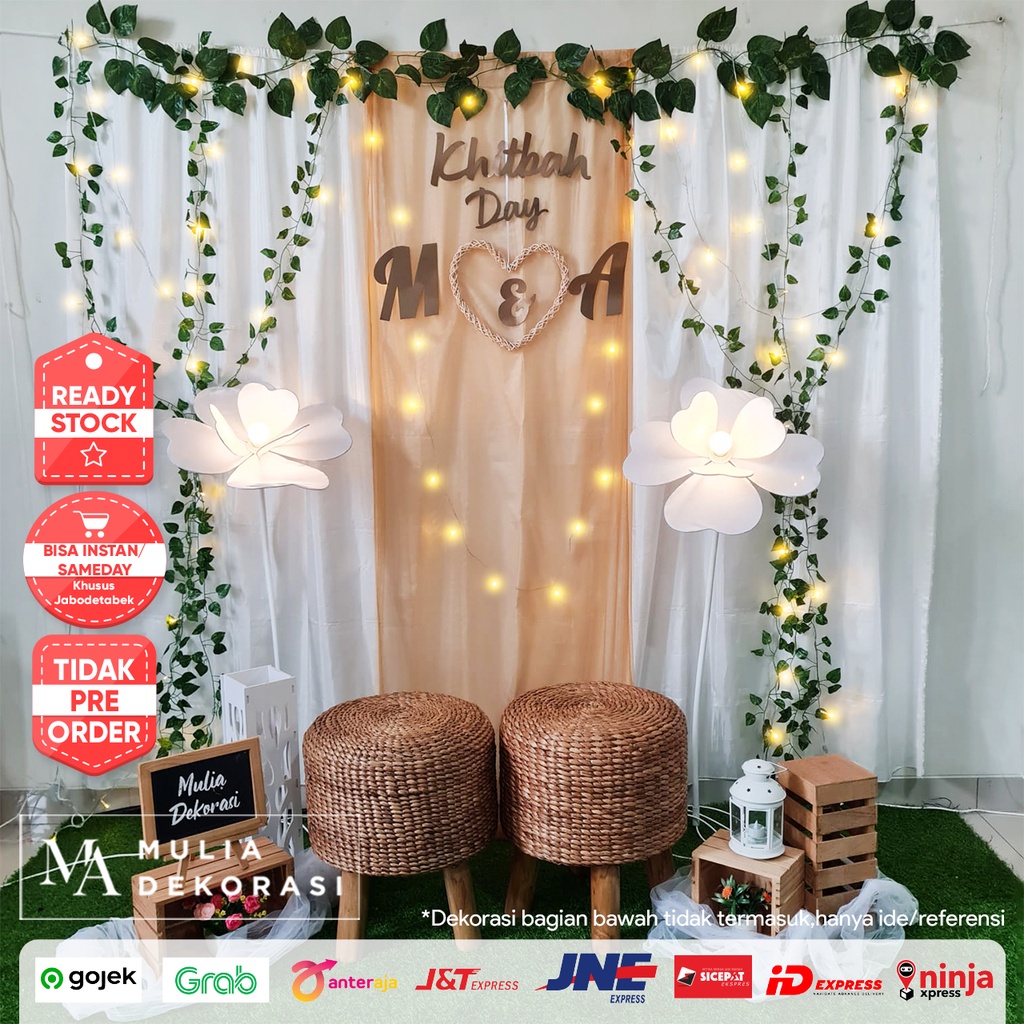 Dekorasi Lamaran Tunangan Backdrop Nikahan PhotoBooth DIY Akad Nikah Aqiqah Khitan Paket Mulia RR