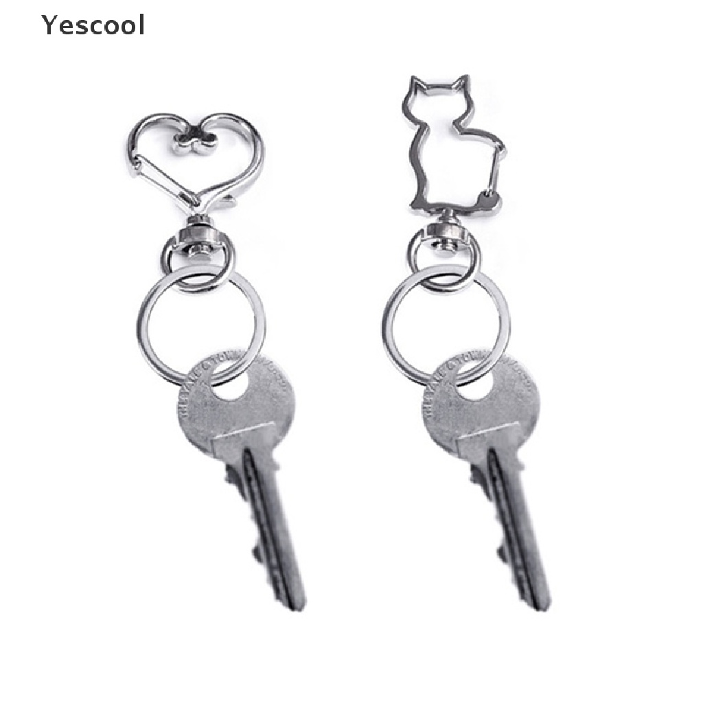 Yescool 10pcs Gantungan Kunci Bentuk Hati Desain Hollow DIY