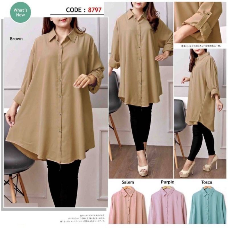 Zalfa Tunik Polos Jumbo Material Wolfis