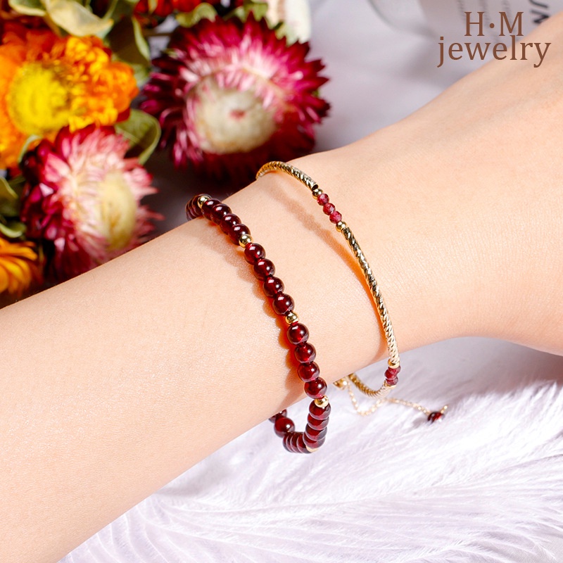 Set Gelang Kristal Garnet