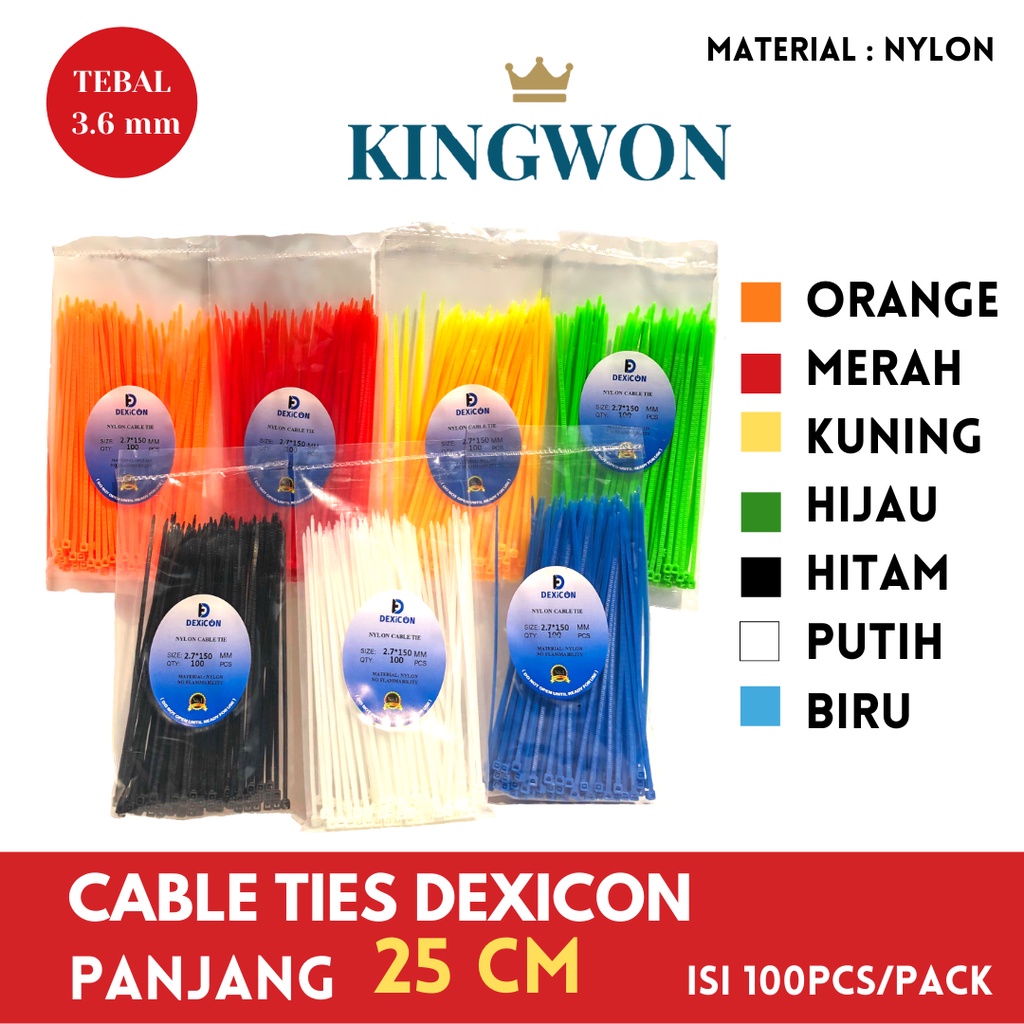 KABEL TIE CABLE TIES 25 cm isi 100 PCS 3.6X250 MM WARNA WARNI