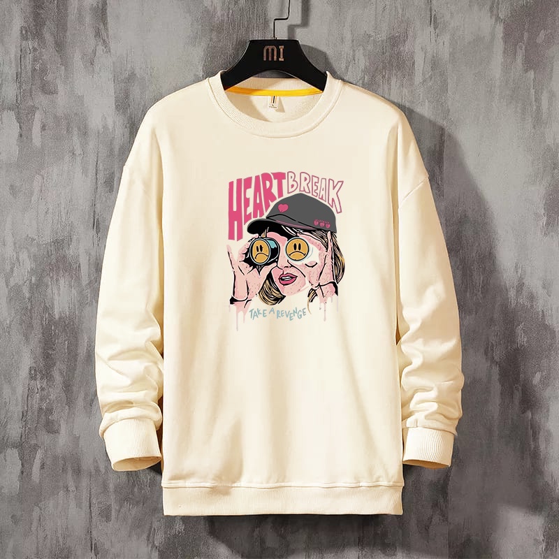 Sweater Wanita Heart Break Crewneck simpel