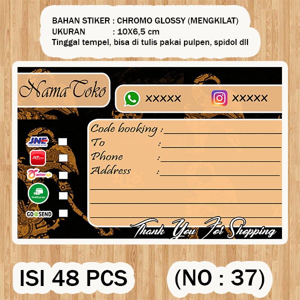

( STIKER PENGIRIMAN ) Shipping label ( /pack isi 48pcs no.37 )