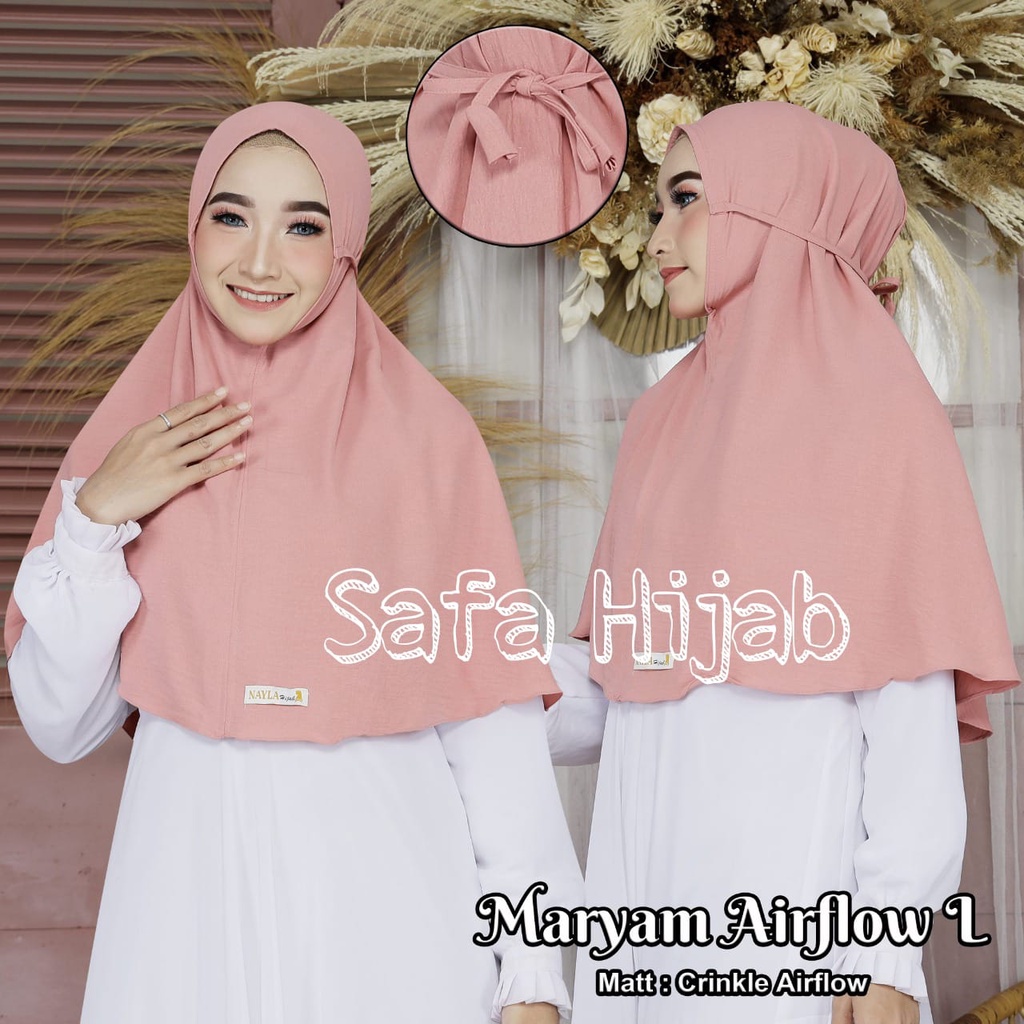 Bergo Maryam Air Flow Crinkle Khimar Airflow Crinkle L Hijab Instan Termurah SAFA HijaB