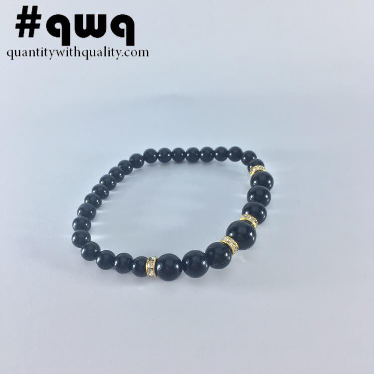 gelang batu black onyx and gold charms keren cowok cewek china custom