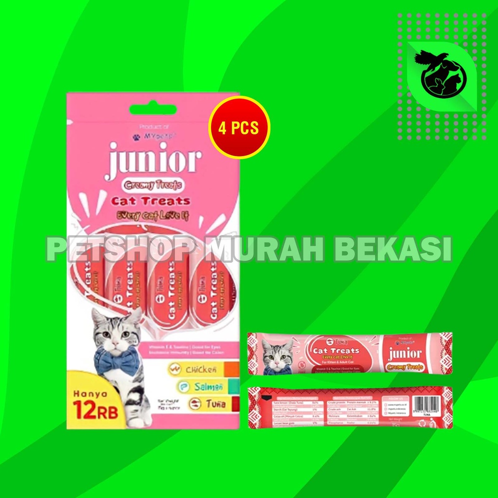 Junior Creamy Treats Cemilan Kucing Cat Food Snack 15GR X 4 Pcs