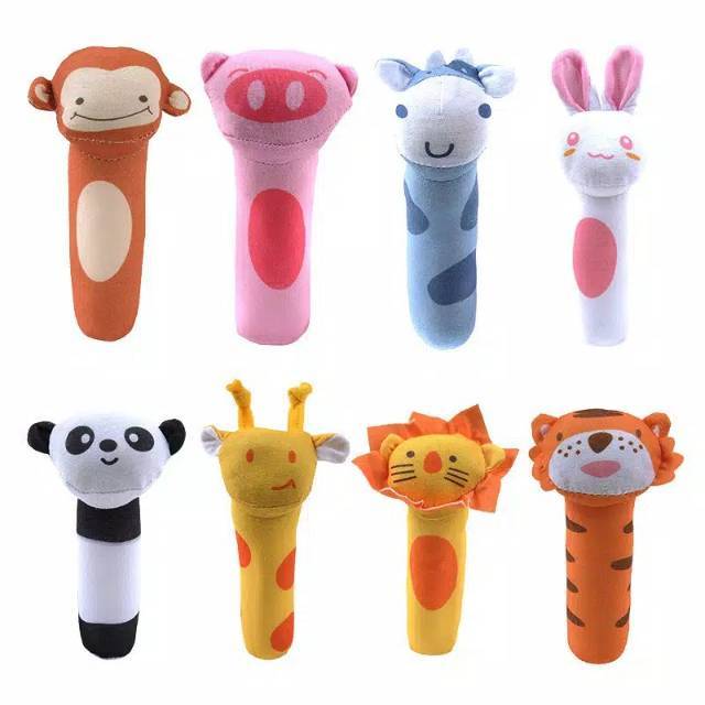  Mainan  Bayi  Rattle Toy Stick Boneka Tangan Genggam  Plush 