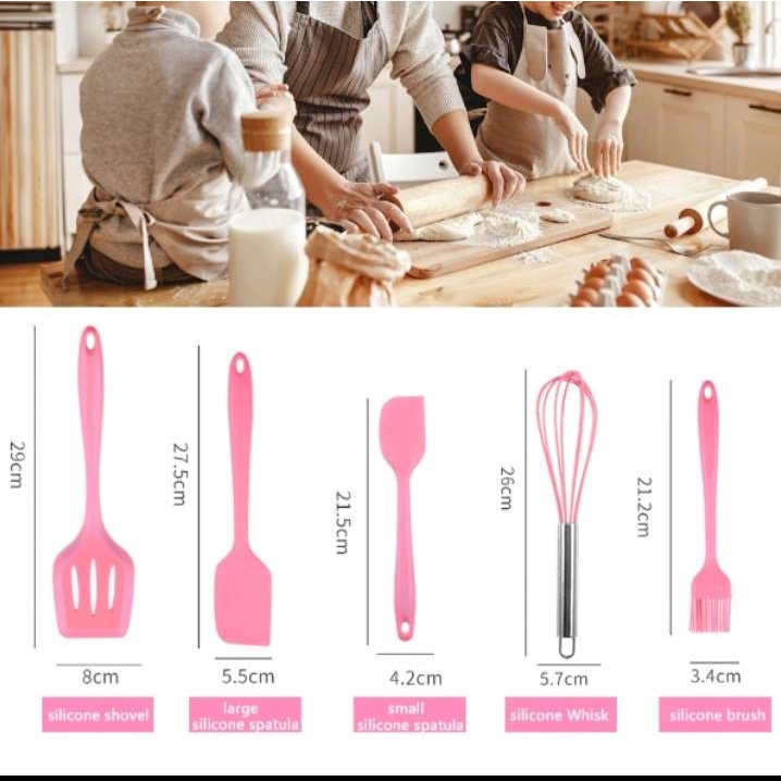 (RS)Spatula / Sutil / Sodet Silikon Set Isi 5 Sodet Kocokan Kuas Silikon Tahan Panas