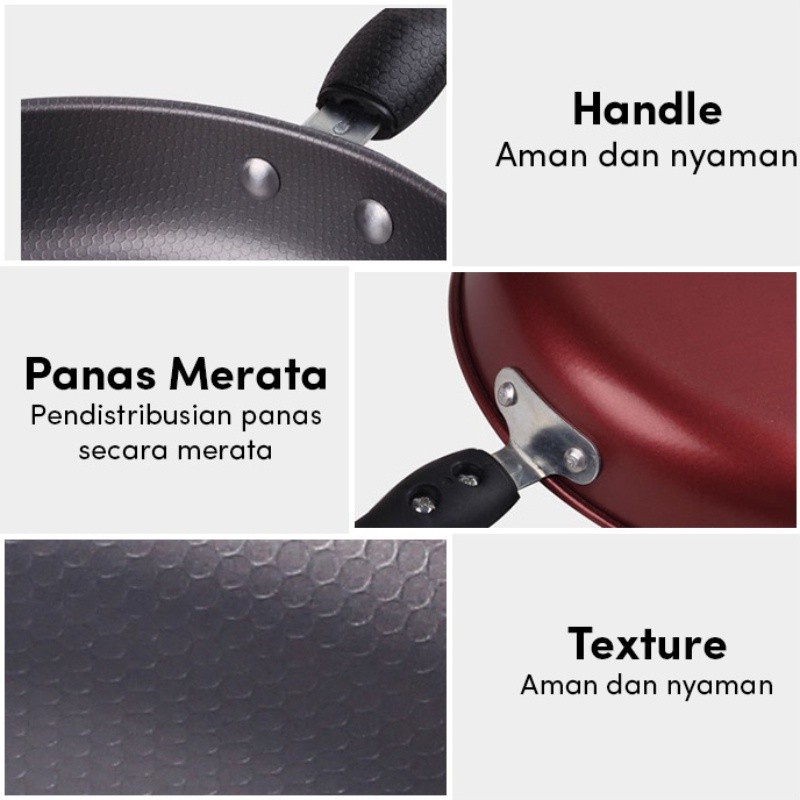 PROMO CG-5 Wajan Teflon 26 CM Fry Pan Teflon Penggorengan anti lengket Teflon Maron Panci Penggorengan Termurah