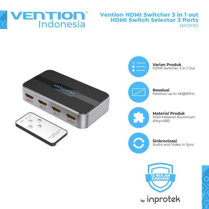 VENTION HDMI SWITCHER 3 IN 1 OUT