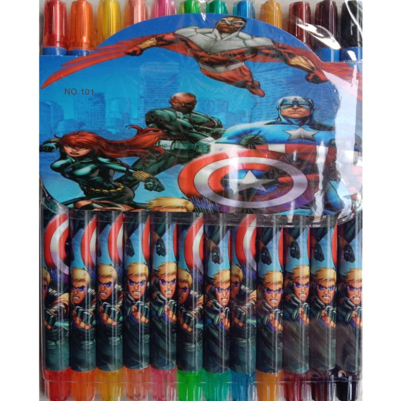 krayon Putar 12Warna Anak,Pensil 12Warna Crayon Putar Panjang-Krayon Cowok