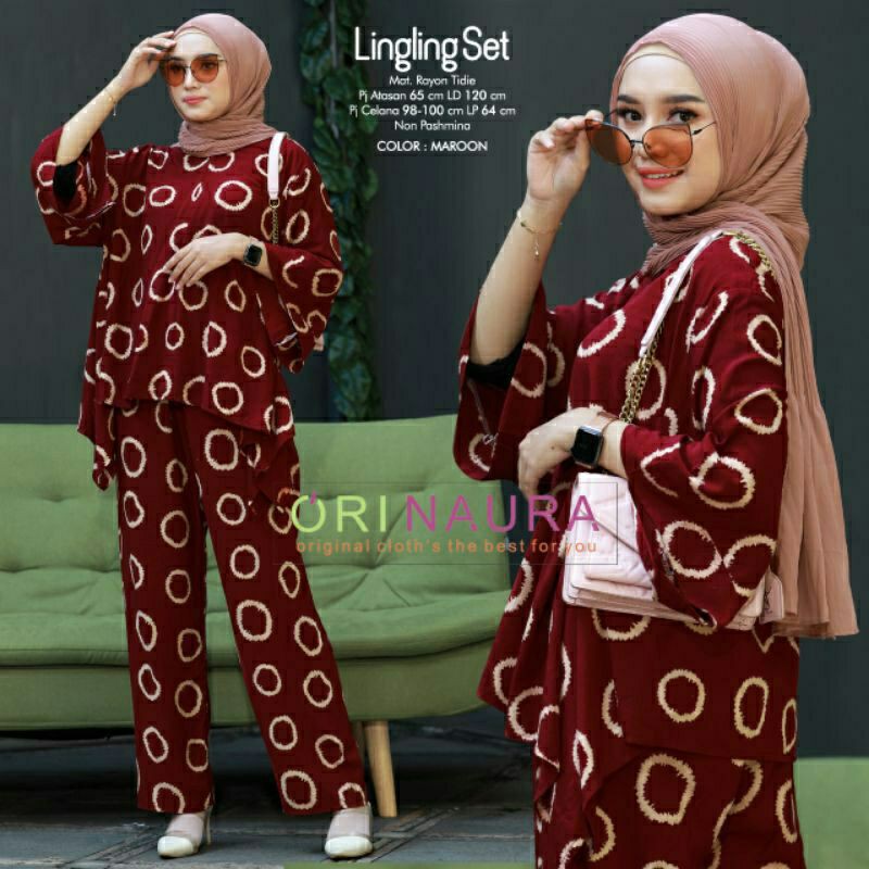 Baju Wanita One set Lingling Batwing Baju Tidur Waka Waka Jumbo Setelan Celana Kulot Big Size Fashion Pakaian Batik Wanita Terbaru