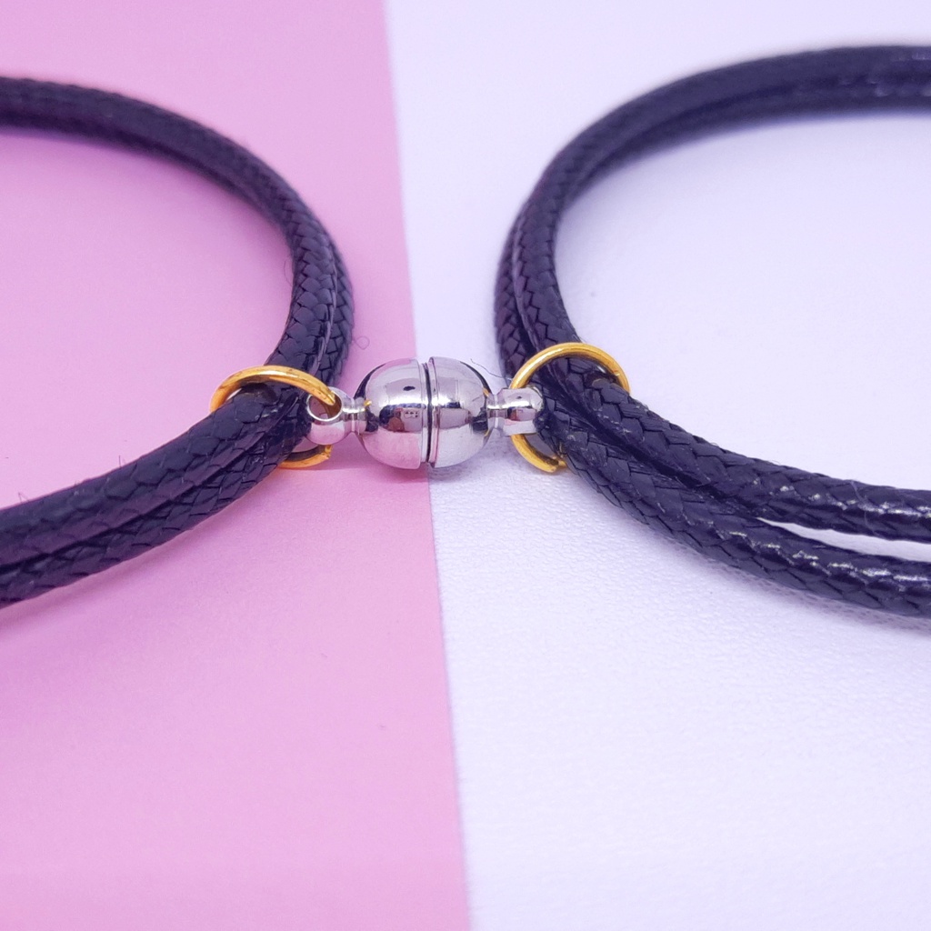 Gelang Couple Sahabat Pacar Bestie 2 Orang Tali Korea Hitam Polos Murah