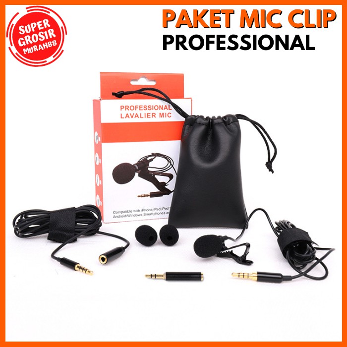 Paket Mic Clip Professional Lavalier Microphone Clip Portable 3.5mm