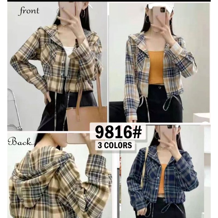 KEMEJA CROP FLANEL KOTAK /POLOS IMPORT TERBARU