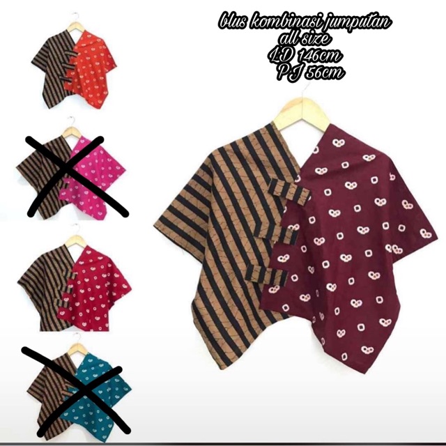 Blus blouse batik solo kombinasi jumputan baju batik solo atasan batik solo wanita