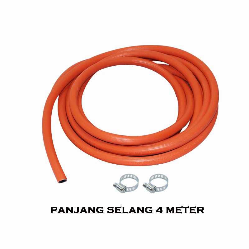 EELIC SEA-LPG10MM SELANG GAS LPG PANJANG 4M DIAMETER DALAM 10MM WP 0.5 WPa DENGAN 2PCS RING PENGIKAT