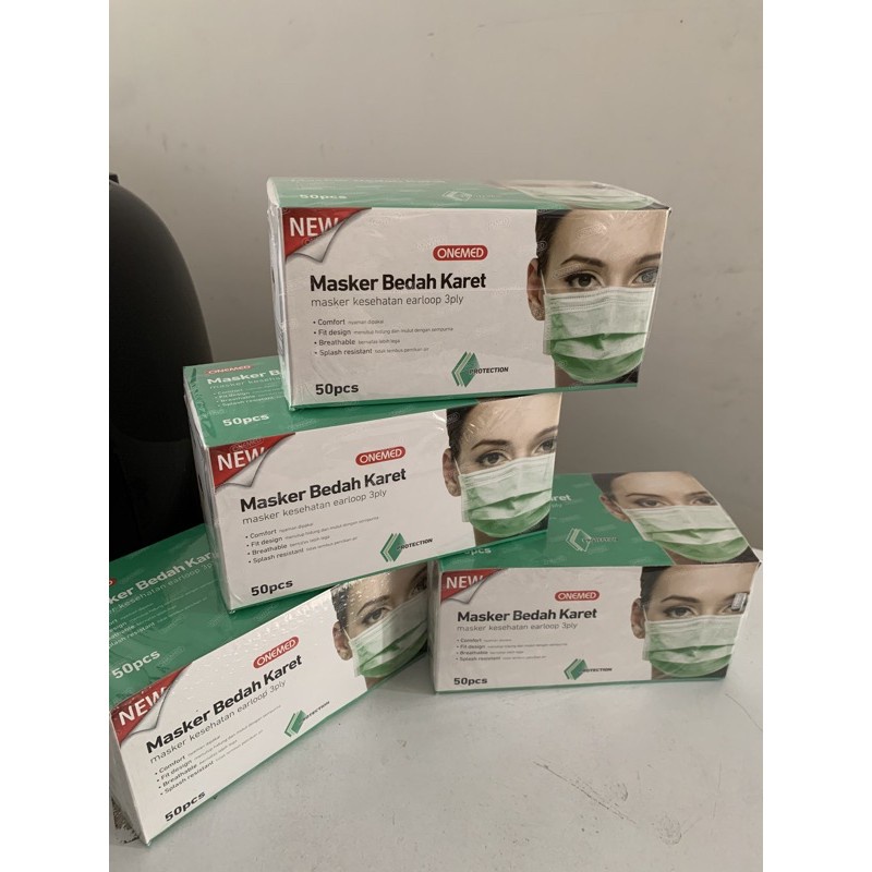 Masker OneMed Earloop Medis Surgical 3 ply isi 50 / Masker Bedah Karet