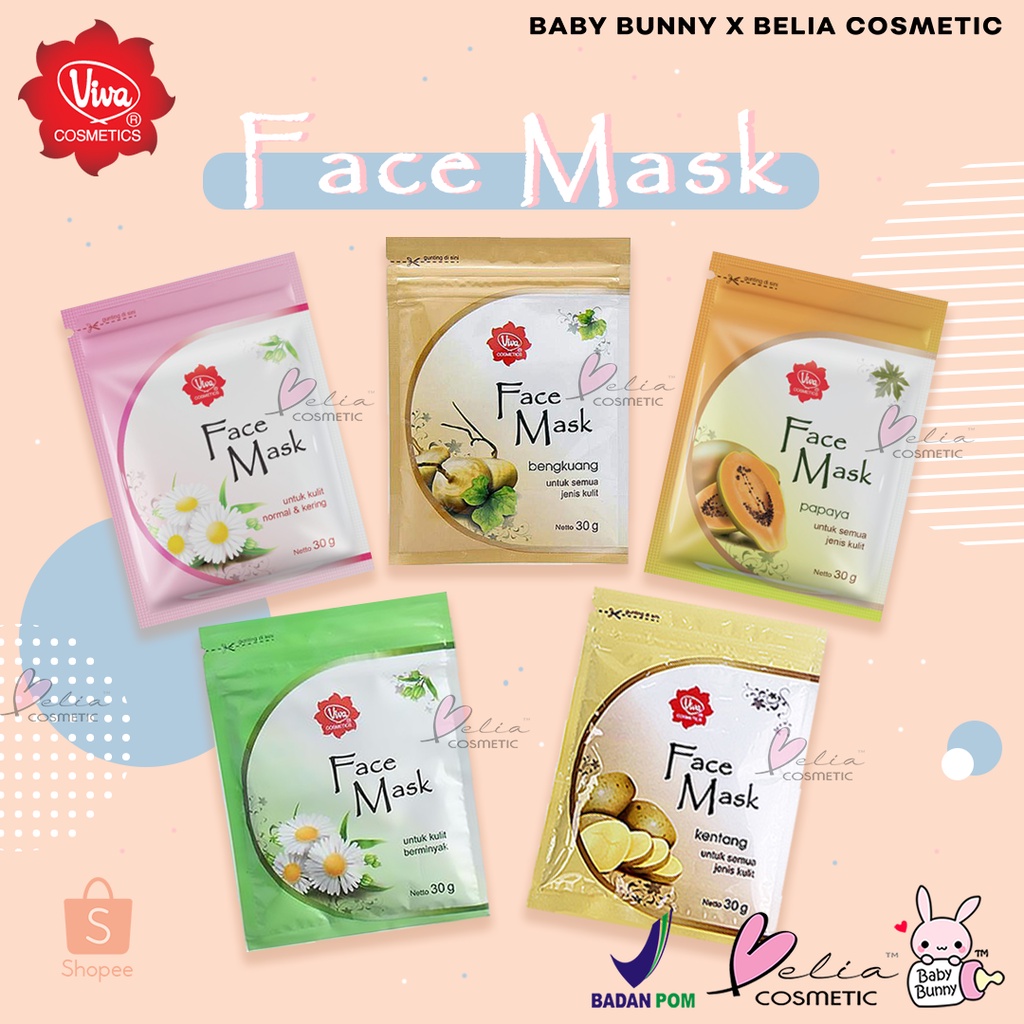 ❤ BELIA ❤ Viva Face Mask Masker Wajah 30g BPOM Halal BABY BUNNY