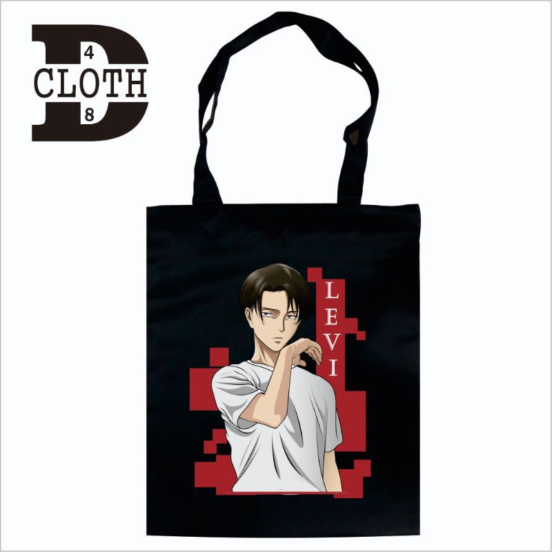 Tote Bag Resleting Anime Levi Ackerman Attack On Titan Bahan Drill Cotton