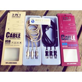 Kabel 3in1 Micro USB - USB Type C - Lightning USB Lighting iPhonee iPaad iPod Cable Data Charger