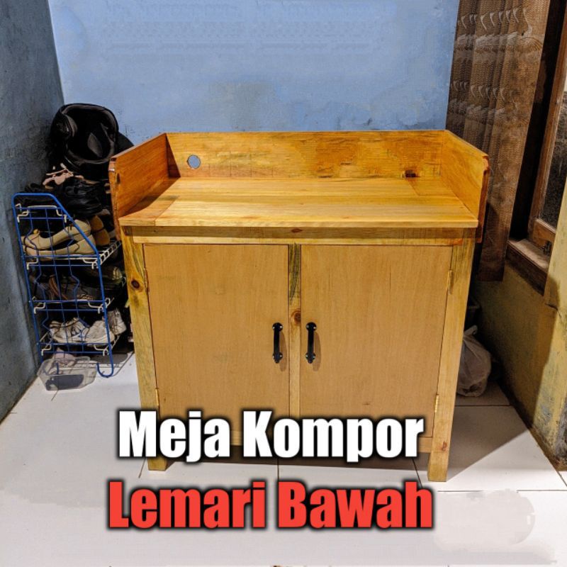 Meja Kompor 2 Tungku Lemari Bawah Kayu Jati Belanda